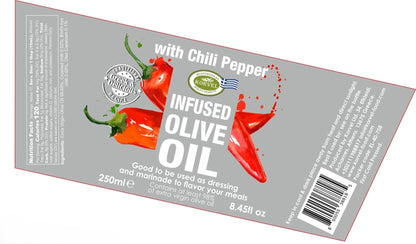 KORVEL Greek Extra Virgin Olive Oil with Chili Pepper, Amphora 8.45 fl oz (250ml)
