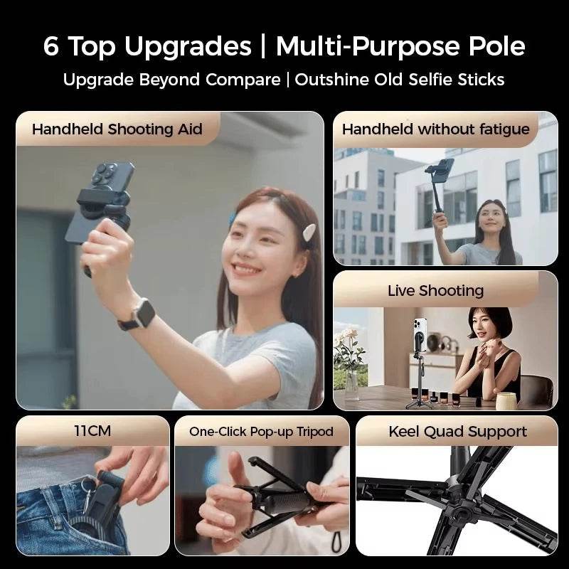 4-in-1 Selfie Stick – Rotate, Snap, Shine