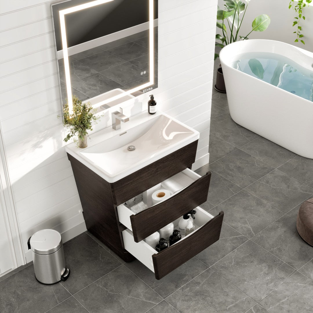 Eviva Victoria Bath Vanity with Acrylic Top and Integrated Sink (25"-32")