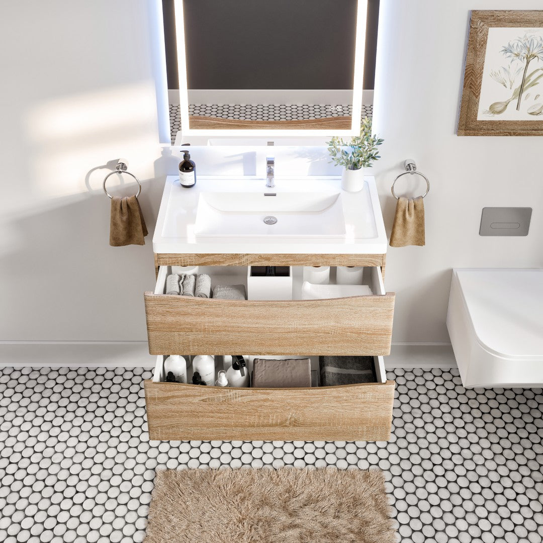 Eviva Smile Bath Vanity with Acrylic Top and Integrated Sink (24"-48")
