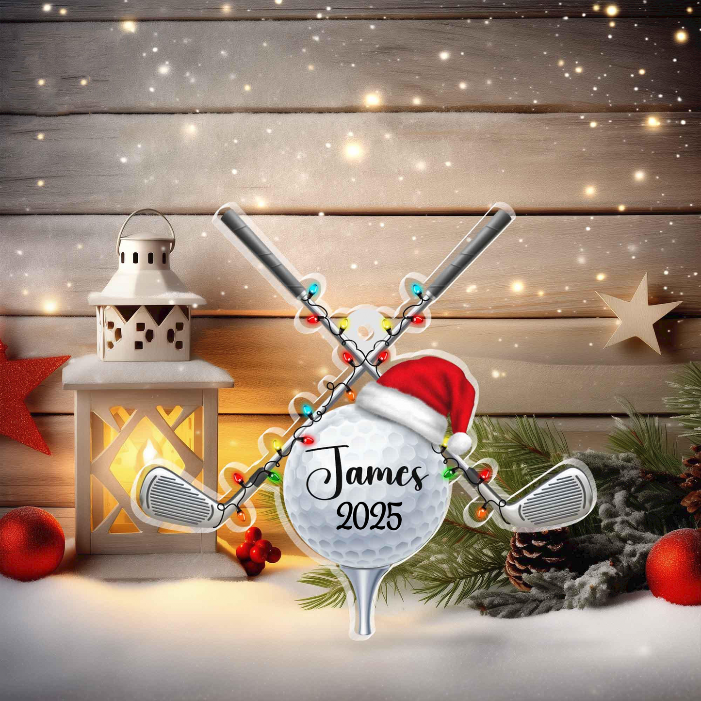 Golf Ball Christmas Ornament - Personalized Custom Shaped Acrylic Ornament - Christmas Gift For Golfers, Golf Lovers