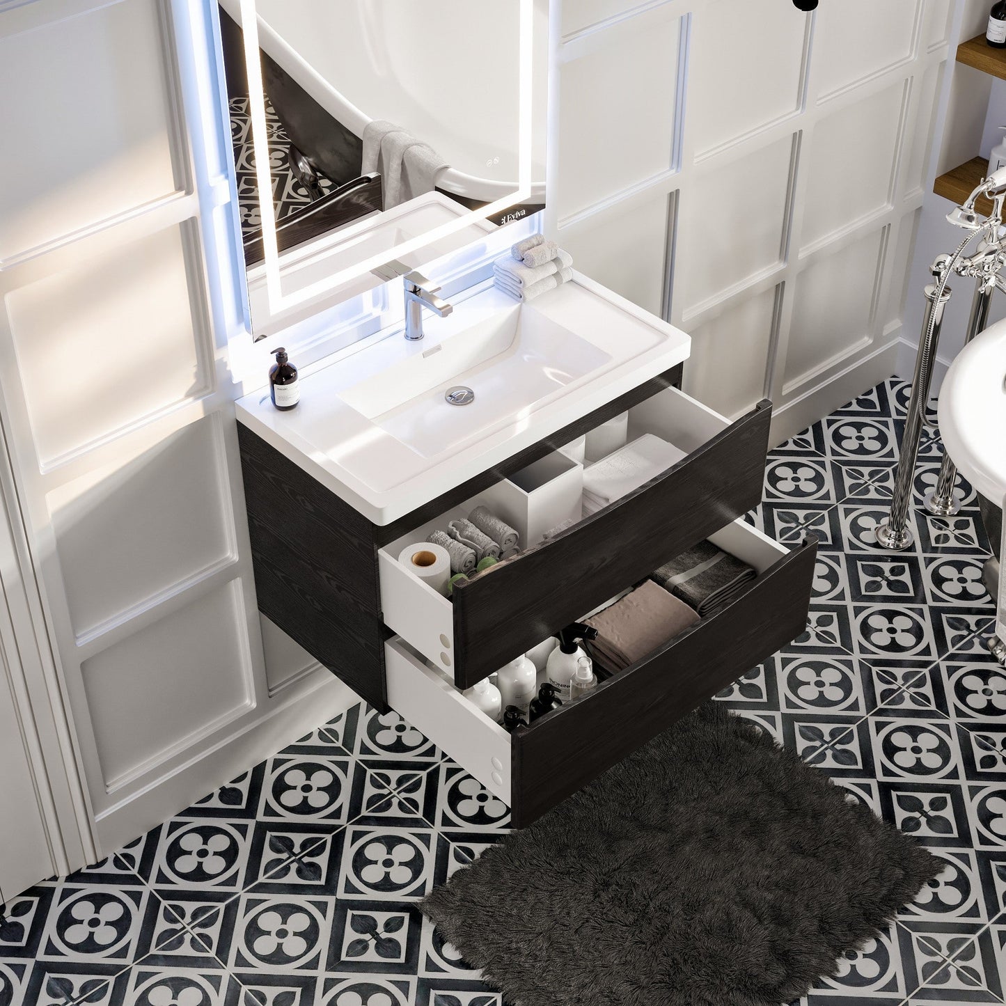 Eviva Smile Bath Vanity with Acrylic Top and Integrated Sink (24"-48")
