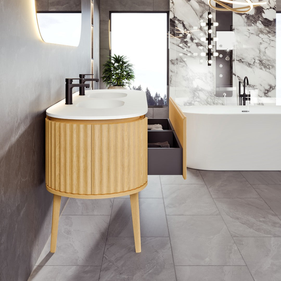 Eviva Haven Wall Mount Bath Vanity with Solid Surface Top and Integrated Sink (39"-71")