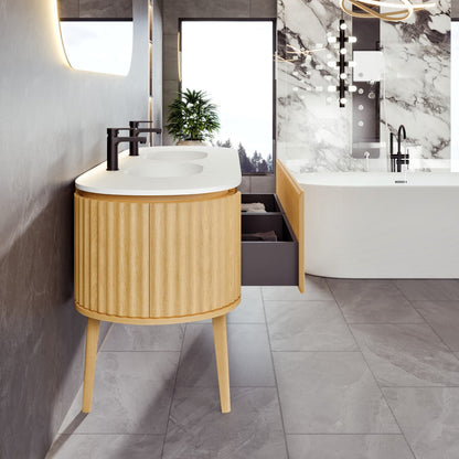 Eviva Haven Wall Mount Bath Vanity with Solid Surface Top and Integrated Sink (39"-71")