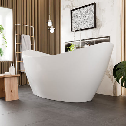 Eviva Bella Glossy White Acrylic Slipper Freestanding Bathtub