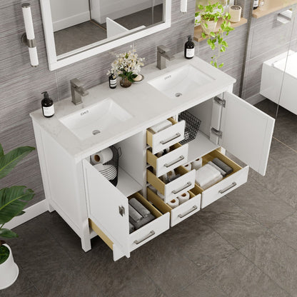 Eviva London Bath Vanity with Carrara Quartz Top and Undermount Porcelain Sink (20"-60")