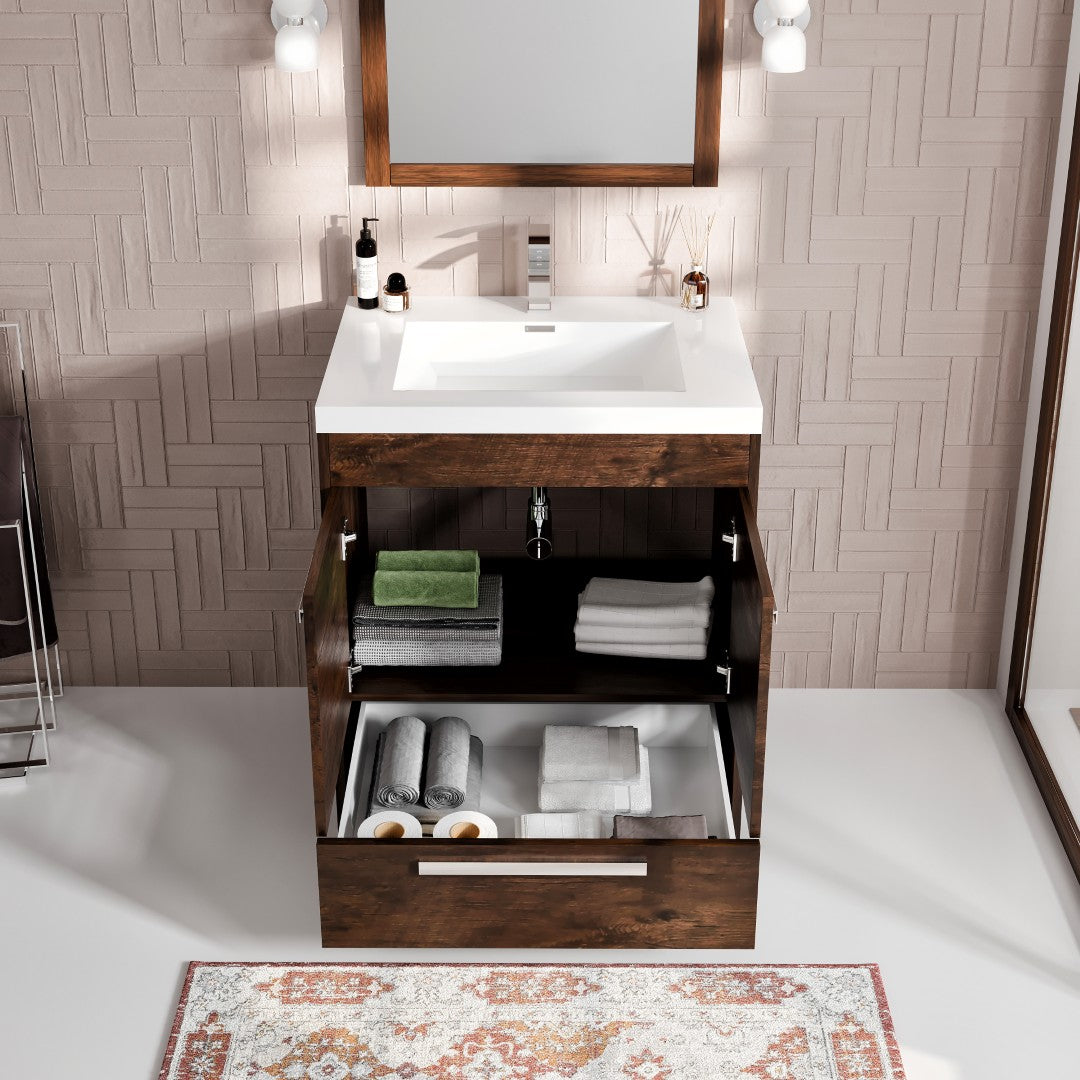 Eviva Lugano Bath Vanity with Acrylic Top and Integrated Sink (24"-84")