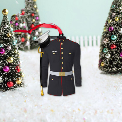 Marine Uniform Ornament - Personalized Custom Shaped Acrylic Ornament - Christmas Gift For Military, Army Dad, Husband