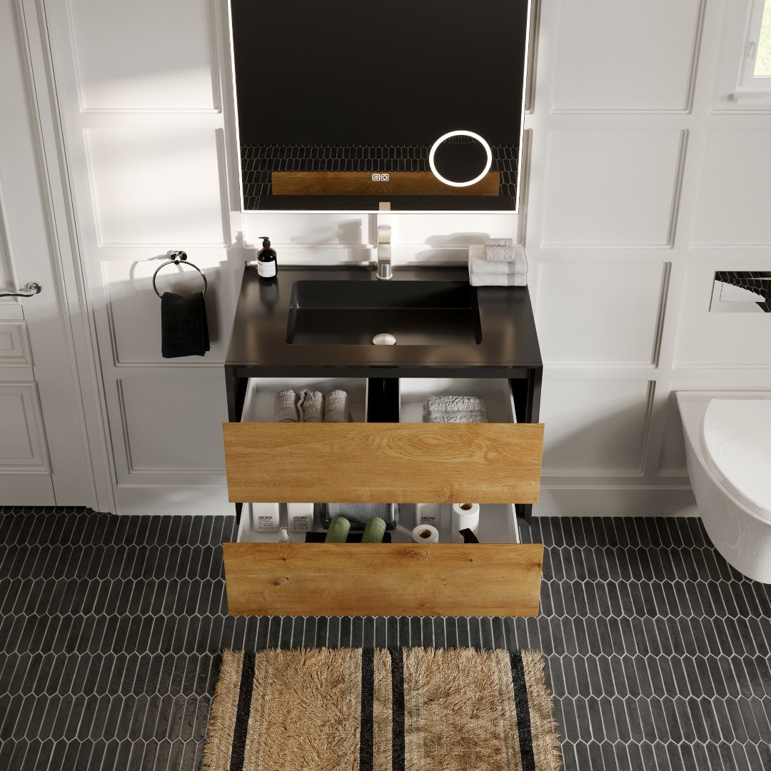 Eviva Vienna Wall Mount Bath Vanity with Acrylic Top and Integrated Sink (36"-75")