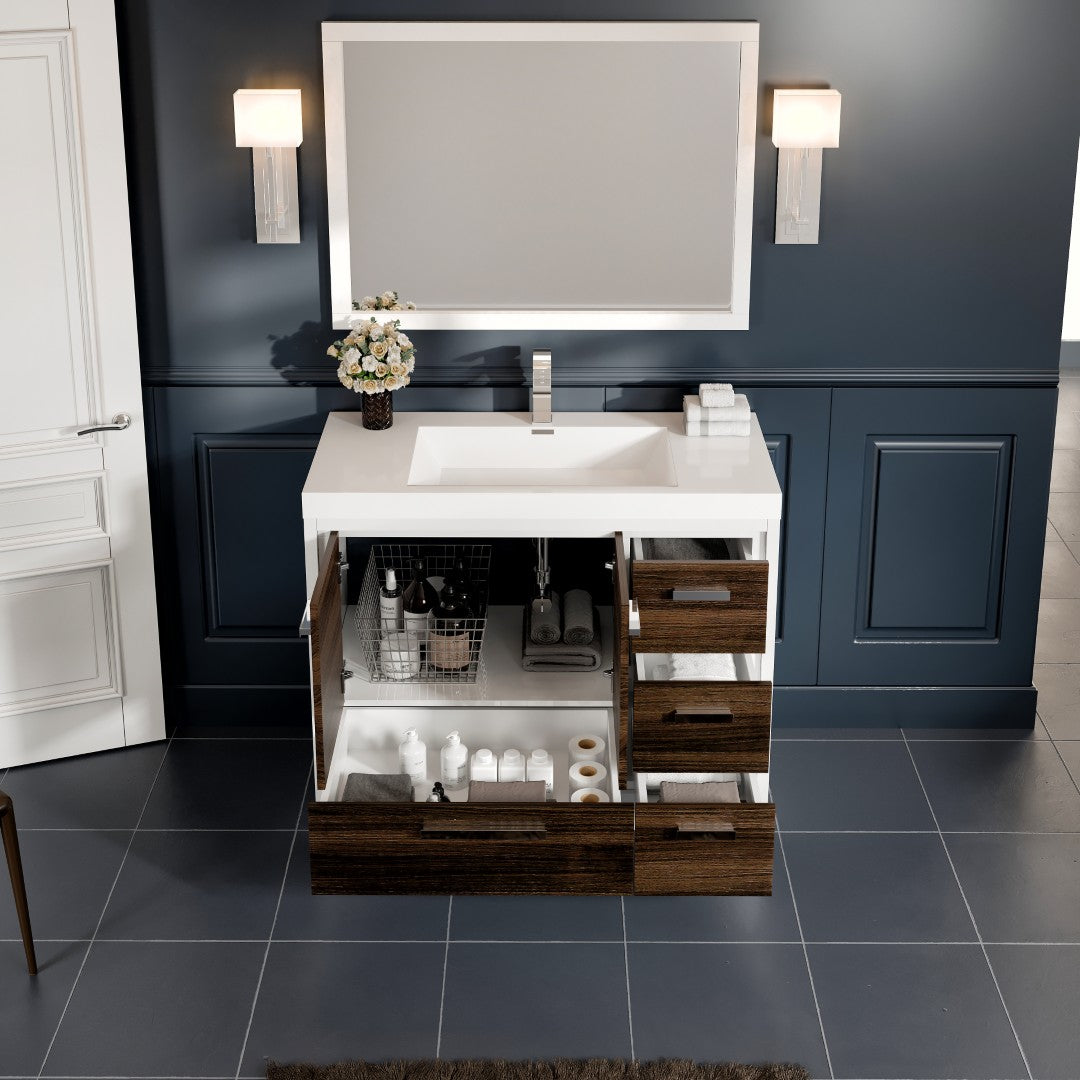 Eviva Grace Bath Vanity with Acrylic Top and Integrated Sink (24"-48")