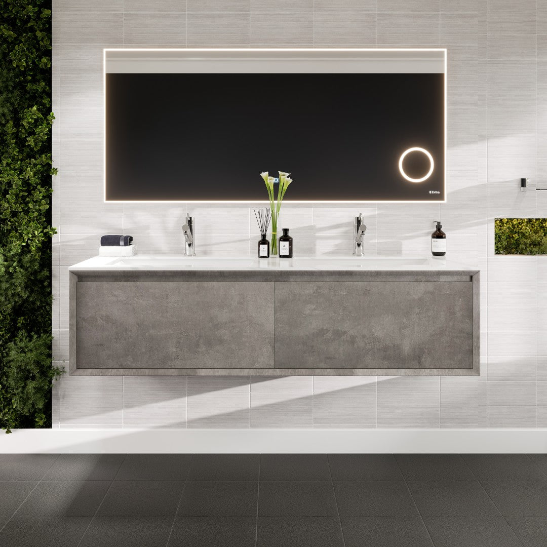 Eviva Aurora Wall Mount Bath Vanity with Carrara Quartz Top and Undermount Porcelain Sink (36"-60")