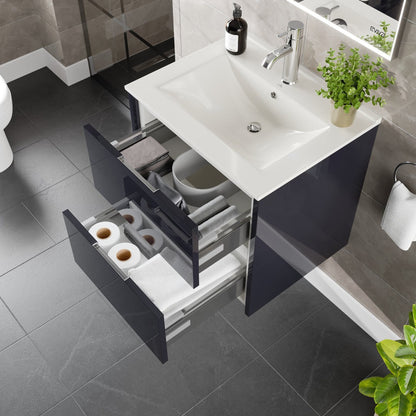 Eviva Luna Wall Mount Bath Vanity with Porcelain Top and Integrated Sink (24"-32")