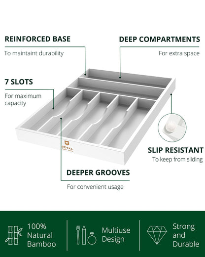 Basic Silverware Drawer Organizer, White