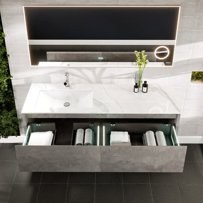 Eviva Aurora Wall Mount Bath Vanity with Carrara Quartz Top and Undermount Porcelain Sink (36"-60")
