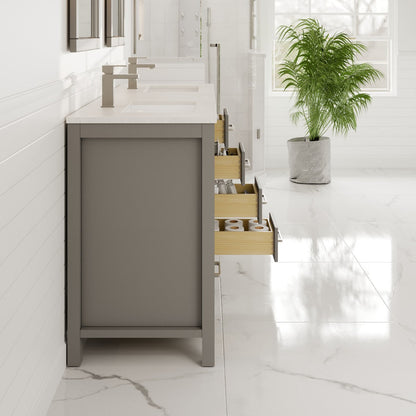 Eviva London Bath Vanity with Carrara Quartz Top and Undermount Porcelain Sink (20"-60")