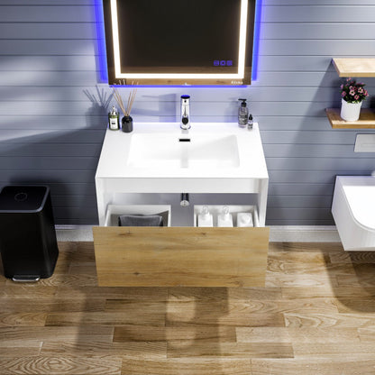 Eviva Venice Wall Mount Bath Vanity with Acrylic Top and Integrated Sink