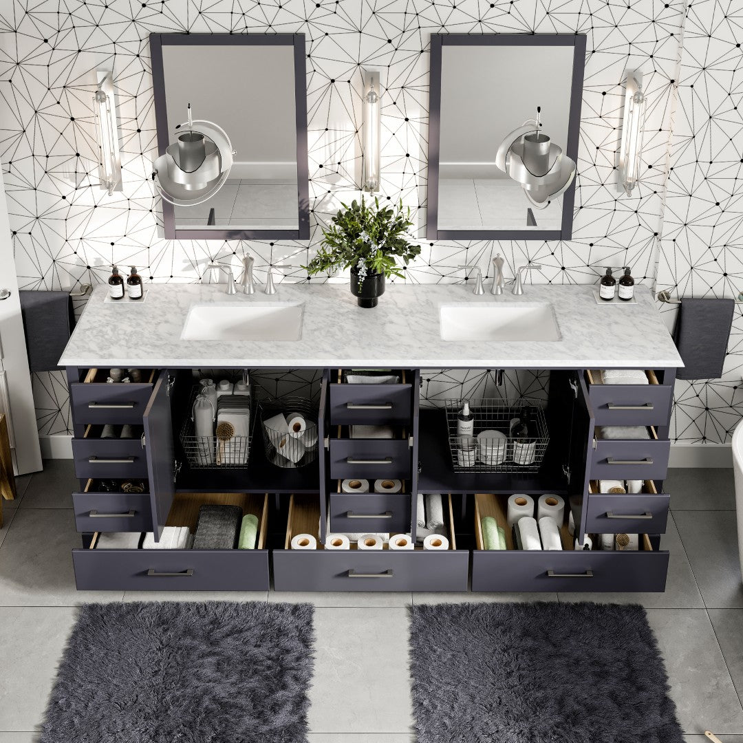 Eviva Storehouse Bath Vanity with  Counter Top and Undermount Porcelain Sinks