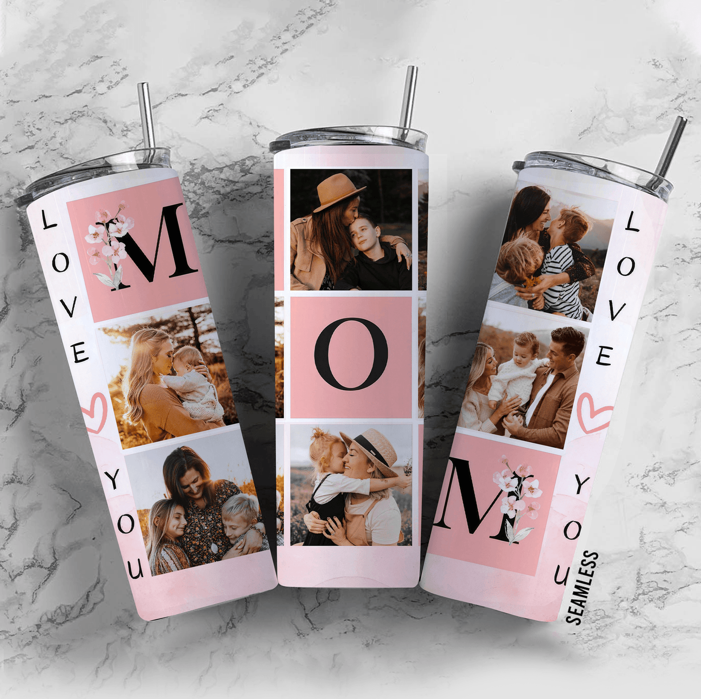 Custom Photo Mothers' Day Sakura Blossom Tumbler - Personalized Gift For New Moms, Mom