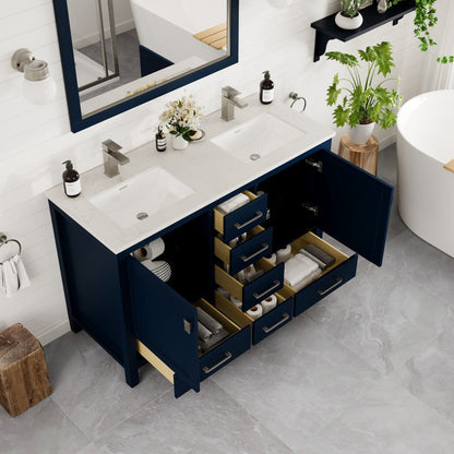 Eviva London Bath Vanity with Carrara Quartz Top and Undermount Porcelain Sink (20"-60")