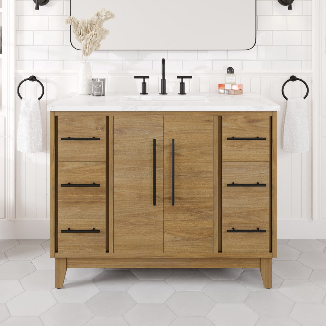 Eviva Graham Bath Vanity with Engineered Stone Top and Integrated Sink (30"-72")