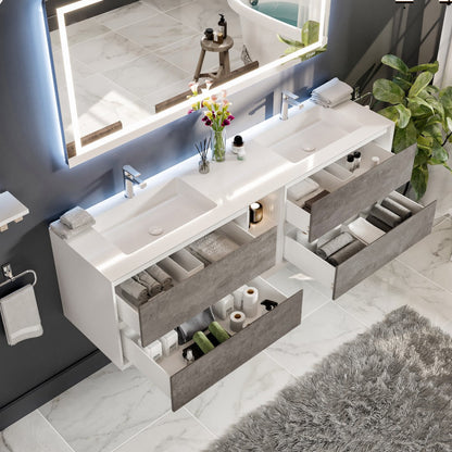 Eviva Vienna Wall Mount Bath Vanity with Acrylic Top and Integrated Sink (36"-75")