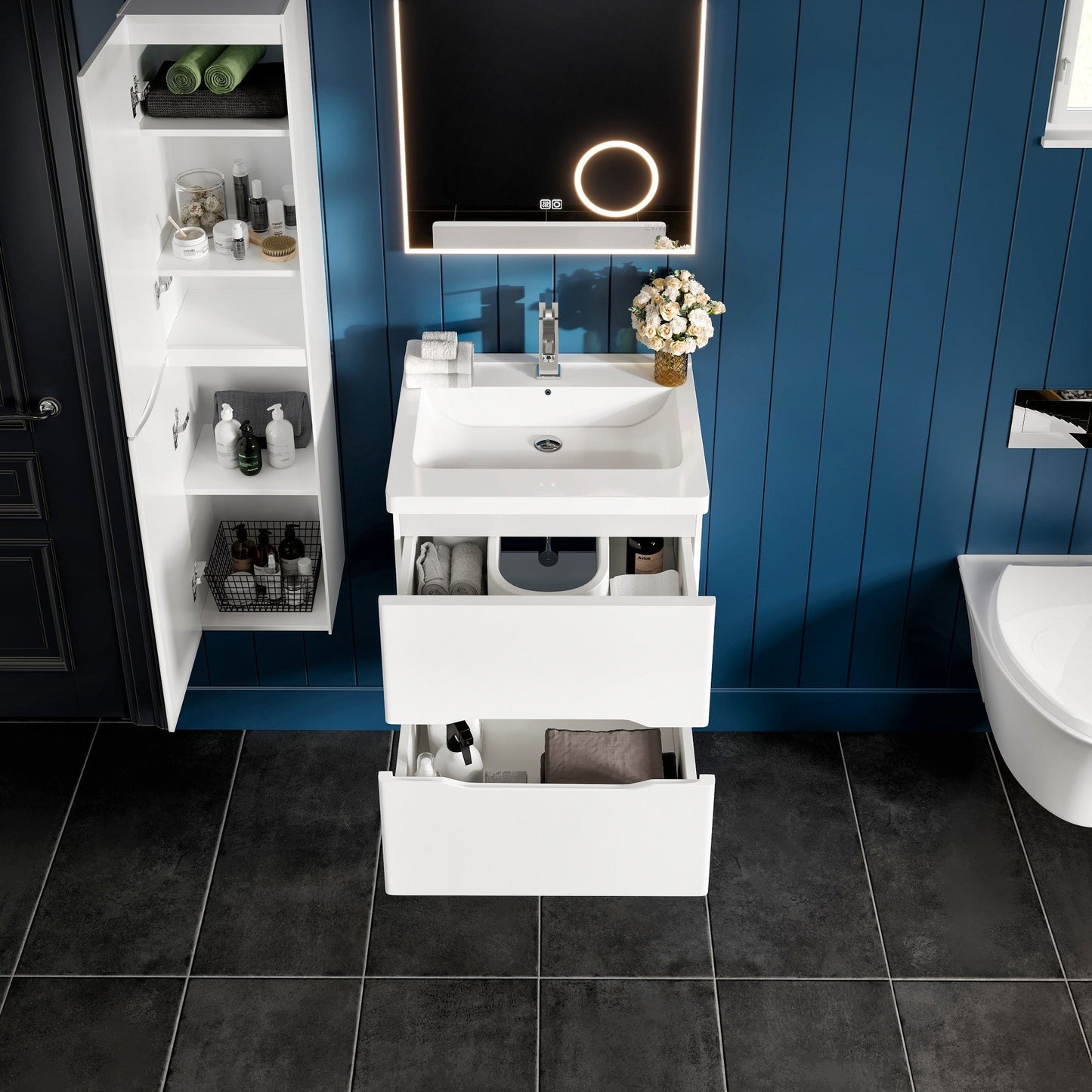 Eviva Maui Wall Mount Bath Vanity with Acrylic Top and Integrated Sink