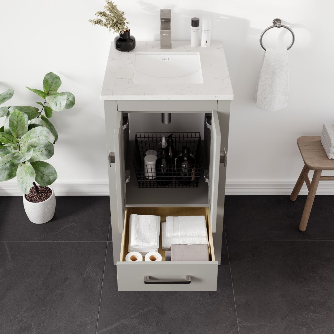 Eviva London Bath Vanity with Carrara Quartz Top and Undermount Porcelain Sink (20"-60")