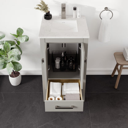 Eviva London Bath Vanity with Carrara Quartz Top and Undermount Porcelain Sink (20"-60")