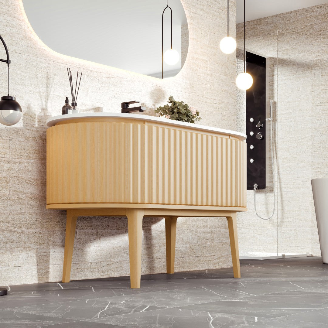 Eviva Haven Wall Mount Bath Vanity with Solid Surface Top and Integrated Sink (39"-71")