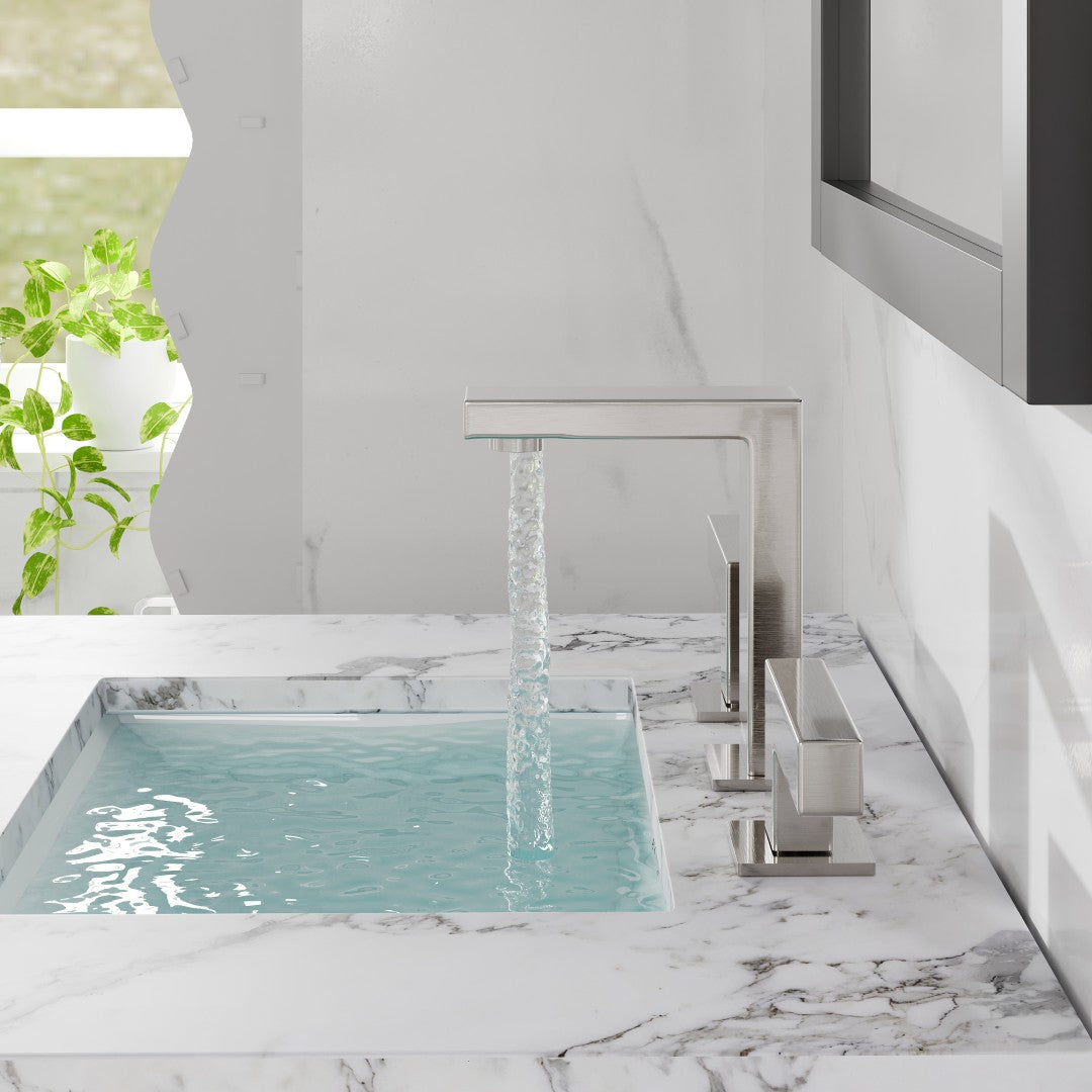 Eviva Sleek 2-Handle Waterfall Widespread Bathroom Faucet with Deckplate Included in Brushed Nickel