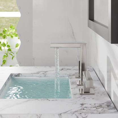 Eviva Sleek 2-Handle Waterfall Widespread Bathroom Faucet with Deckplate Included in Brushed Nickel