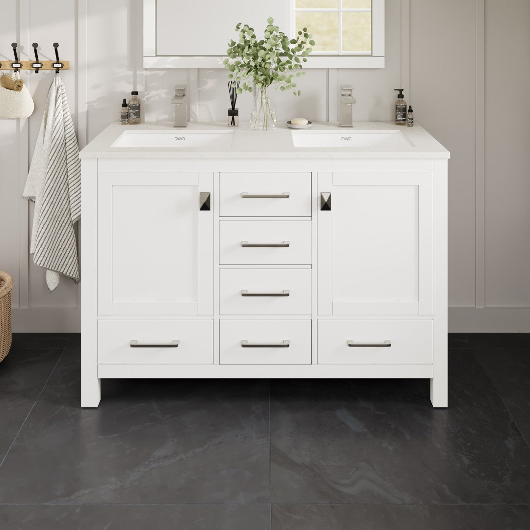 Eviva London Bath Vanity with Carrara Quartz Top and Undermount Porcelain Sink (20"-60")