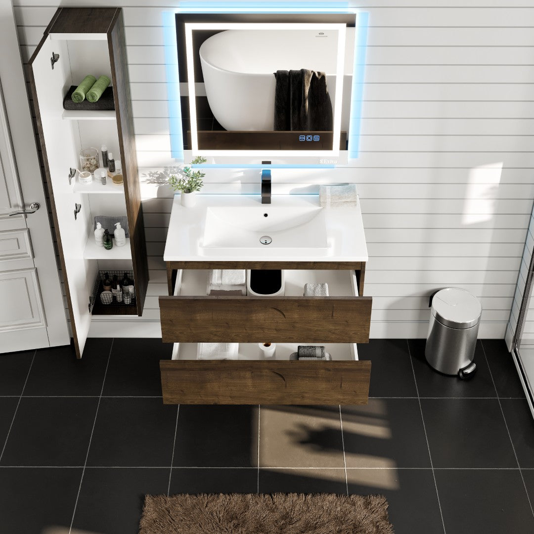 Eviva Joy Bath Vanity with Porcelain Top and Integrated Sink (24"-40")