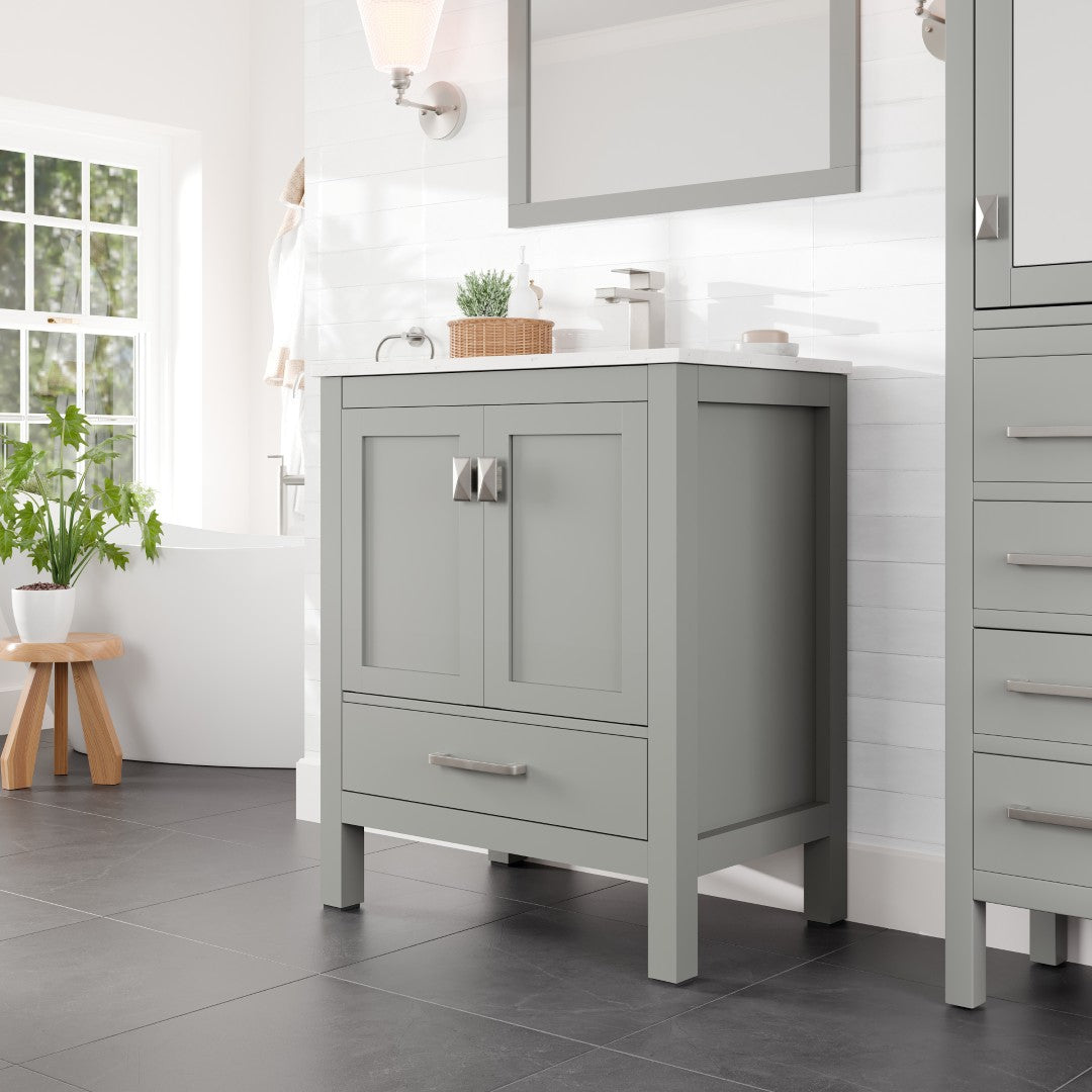 Eviva London Bath Vanity with Carrara Quartz Top and Undermount Porcelain Sink (20"-60")