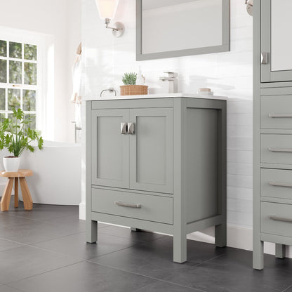 Eviva London Bath Vanity with Carrara Quartz Top and Undermount Porcelain Sink (20"-60")