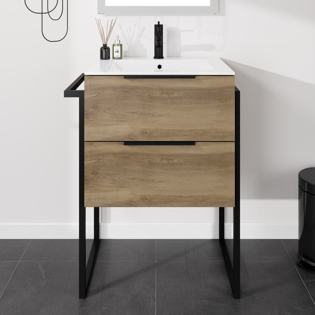Eviva Marina Bath Vanity with Porcelain Top and Integrated Sink