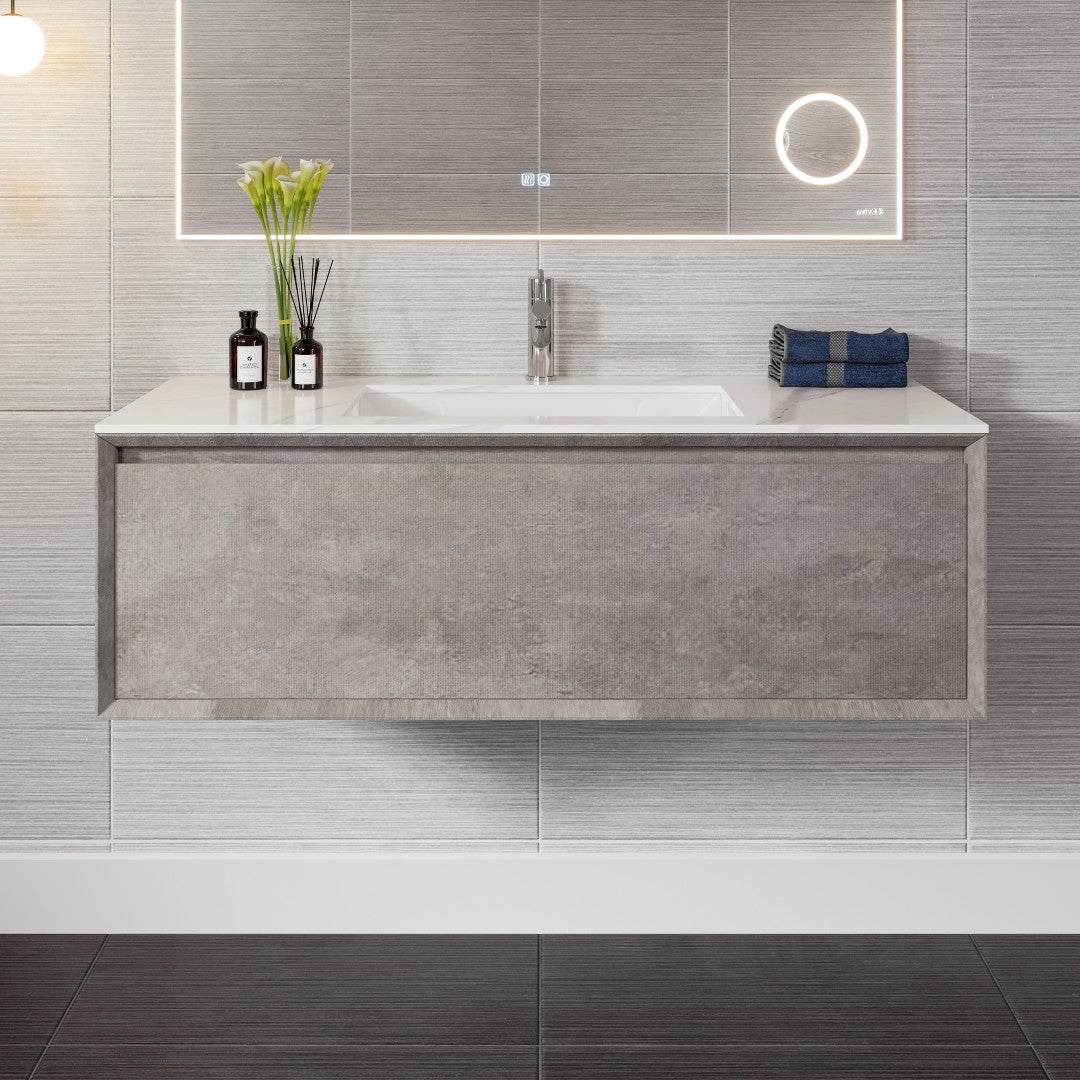 Eviva Aurora Wall Mount Bath Vanity with Carrara Quartz Top and Undermount Porcelain Sink (36"-60")