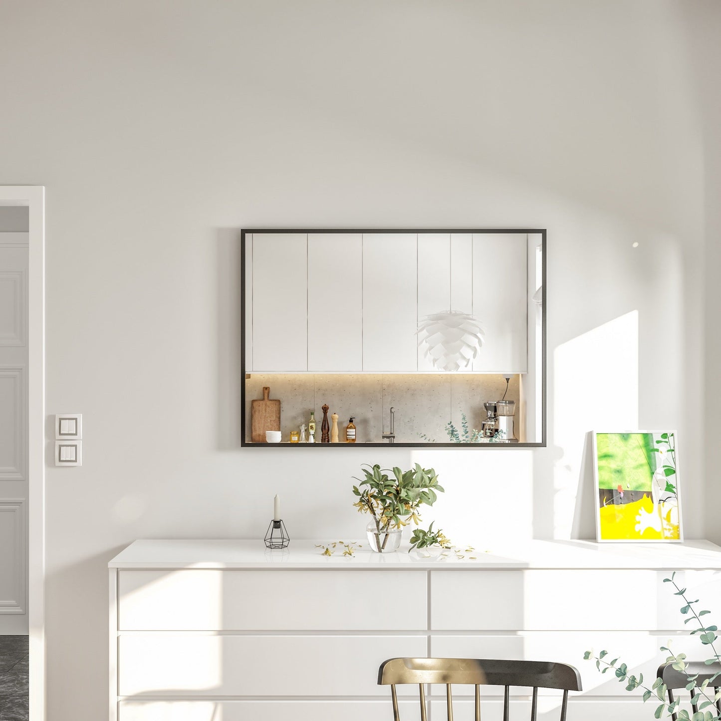 Eviva Black Black Metal Framed Mirror