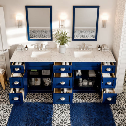 Eviva Epic Bath Vanity with Carrara Quartz Top and Undermount Porcelain Sinks (48"-100")