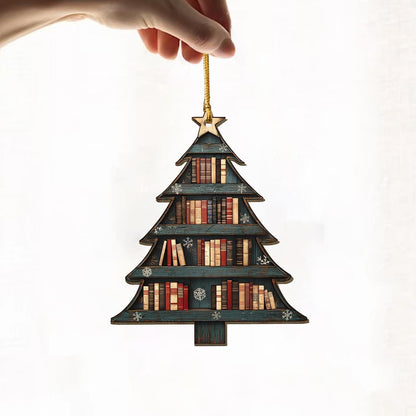 Christmas Book Tree - Personalized Wood Ornament - Christmas Gift For Book Lovers, Librarian