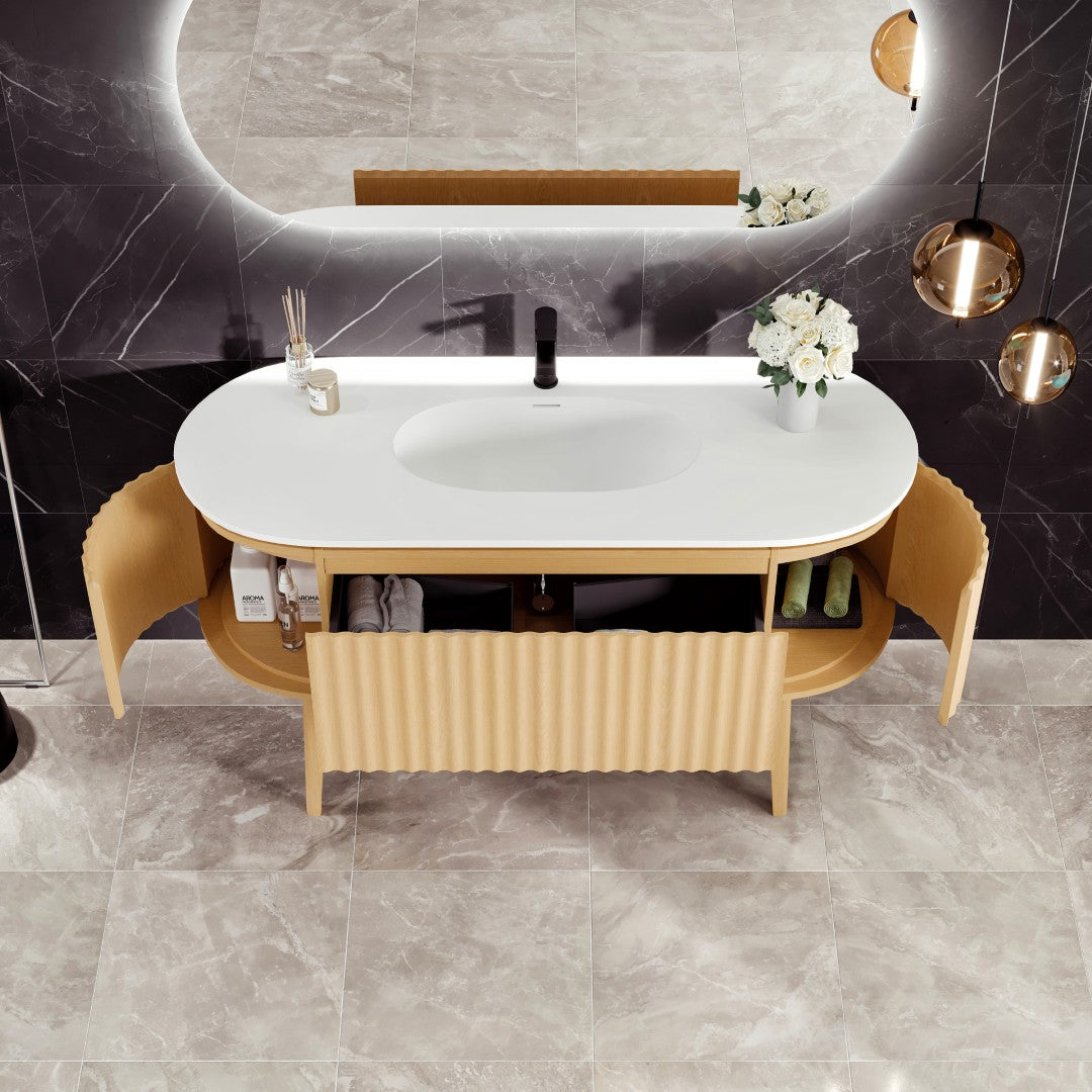 Eviva Haven Wall Mount Bath Vanity with Solid Surface Top and Integrated Sink (39"-71")