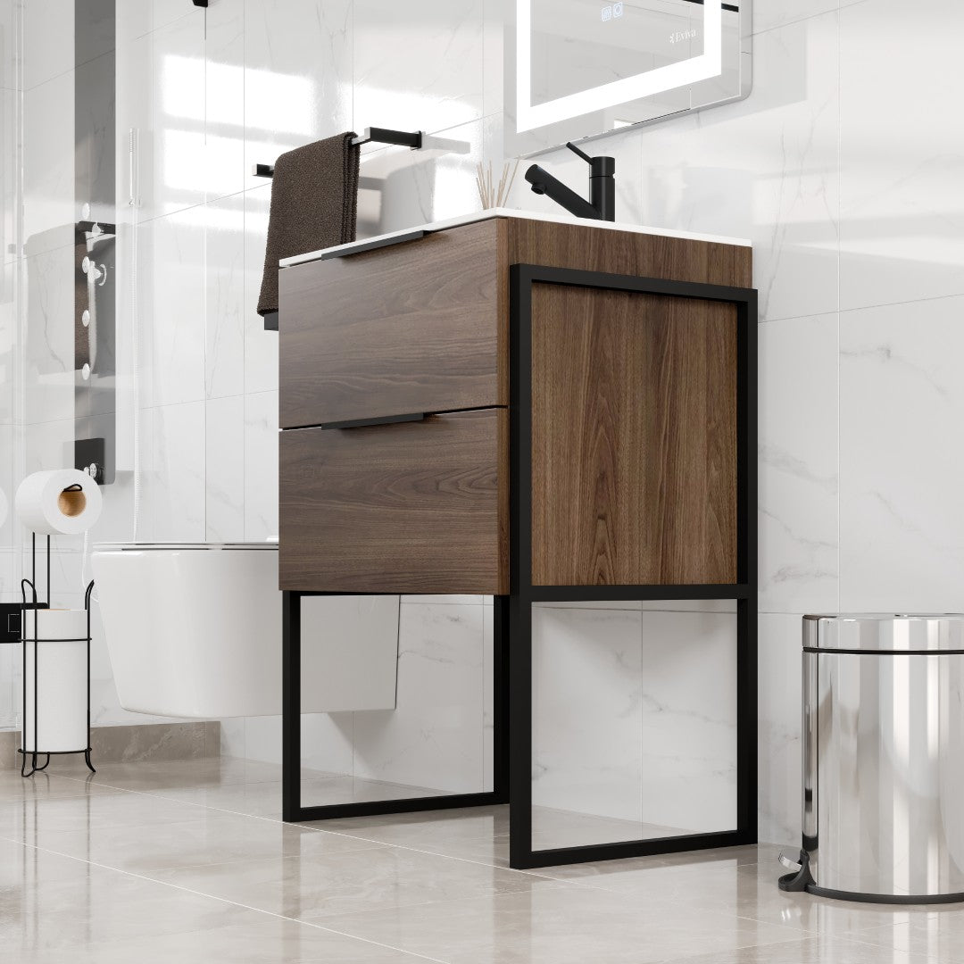 Eviva Marina Bath Vanity with Porcelain Top and Integrated Sink