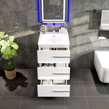 Eviva Deluxe Bath Vanity with Porcelain Top and Integrated Sink (20"-32")