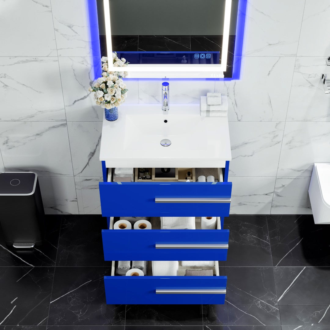 Eviva Deluxe Bath Vanity with Porcelain Top and Integrated Sink (20"-32")