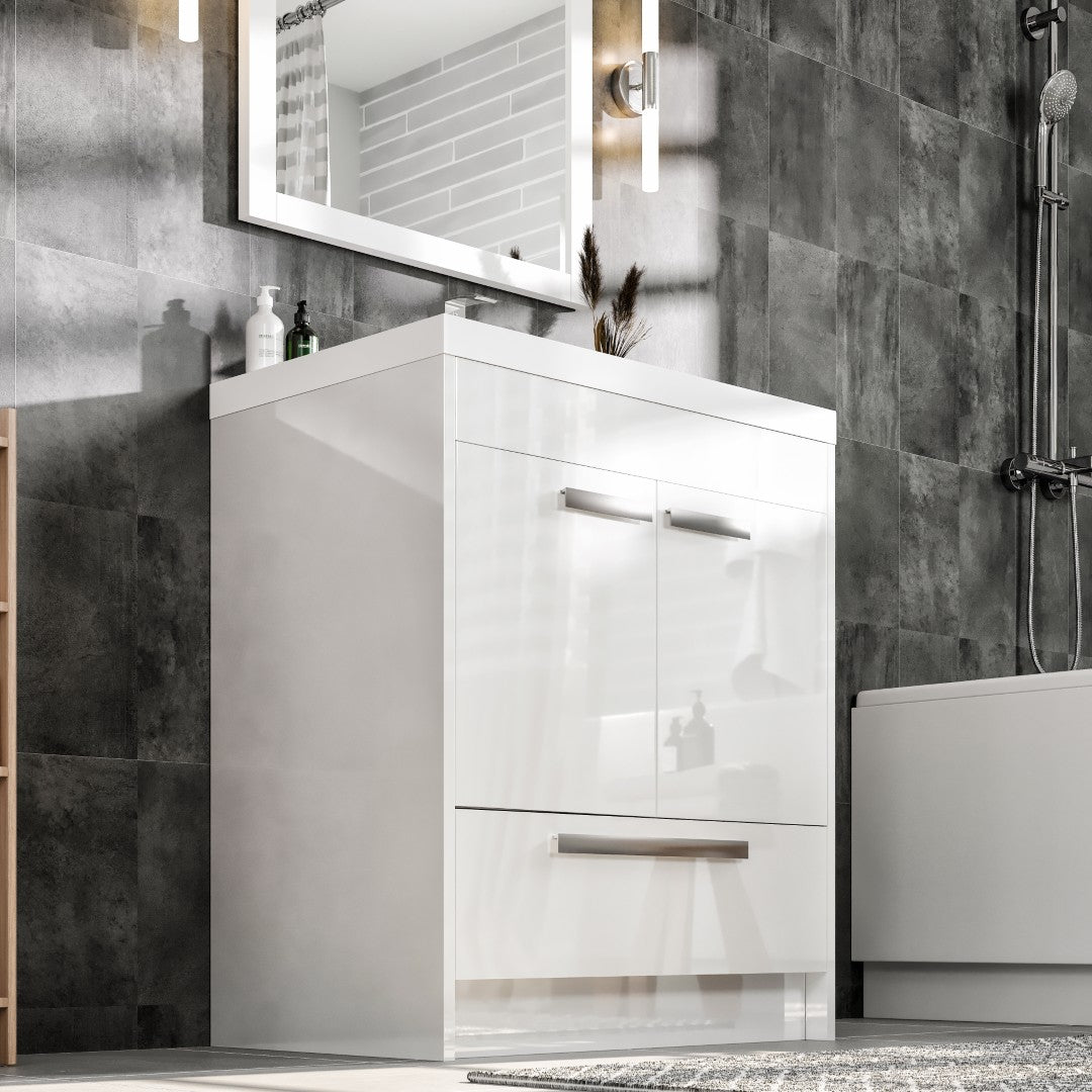Eviva Lugano Bath Vanity with Acrylic Top and Integrated Sink (24"-84")
