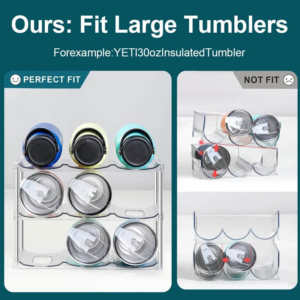 Multilayer Clear Stackable Water Bottle Organizer Rack for Kitchen Cabinets and Pantry