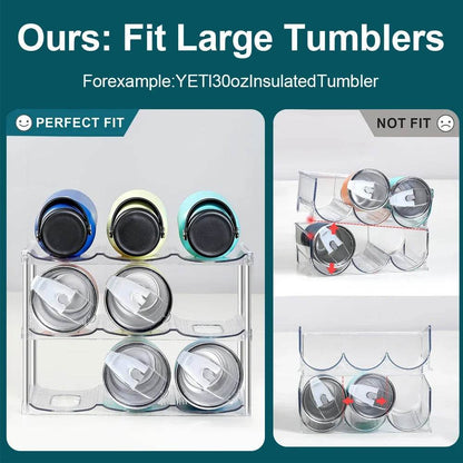 Multilayer Clear Stackable Water Bottle Organizer Rack for Kitchen Cabinets and Pantry