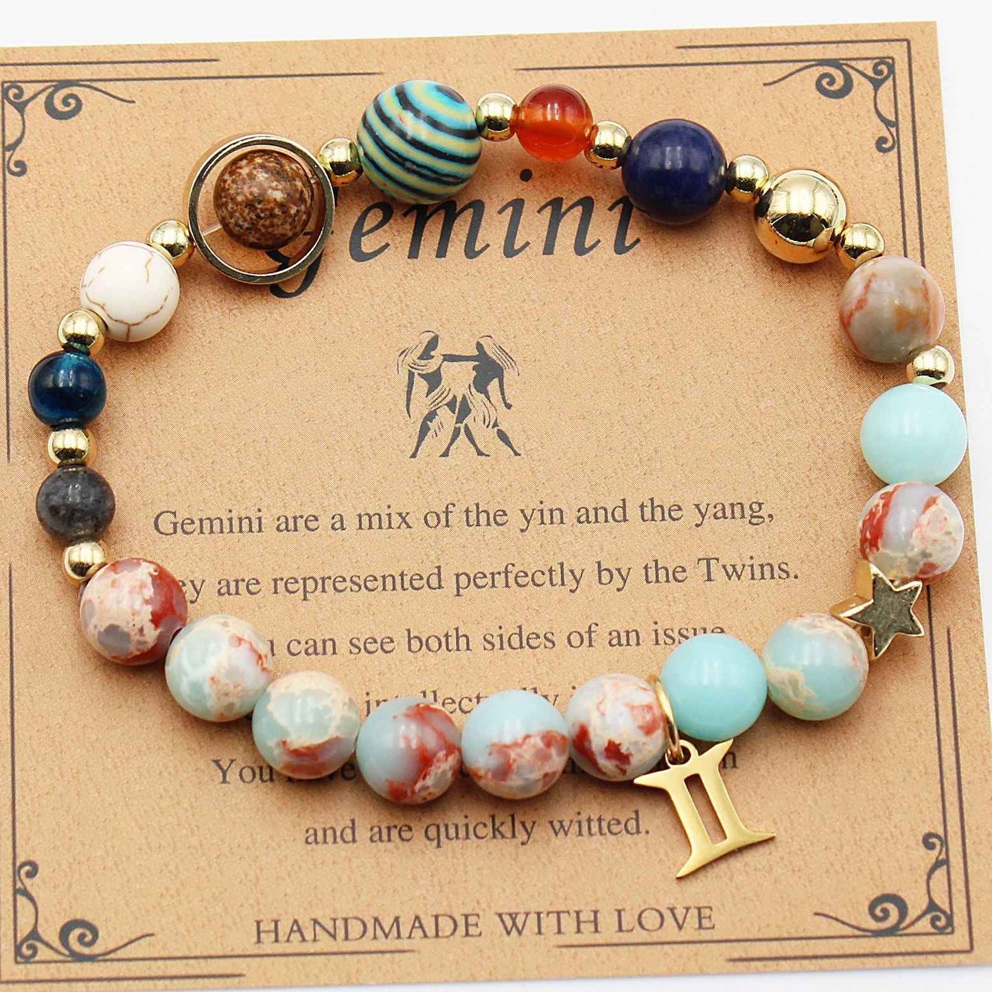 Twelve Constellations Bracelets - Natural Stone Beaded Bracelets with Eight Planet Designs