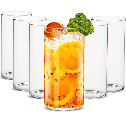 6pcs Borosilicate Glass Drinking Cups Set, 250/400ml Clear Highball
