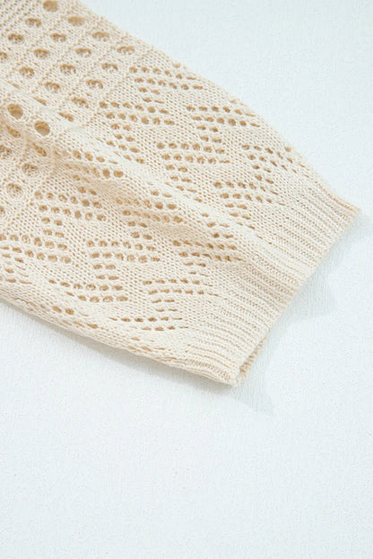Smoke Gray Solid Color Hollow Knit Cardigan